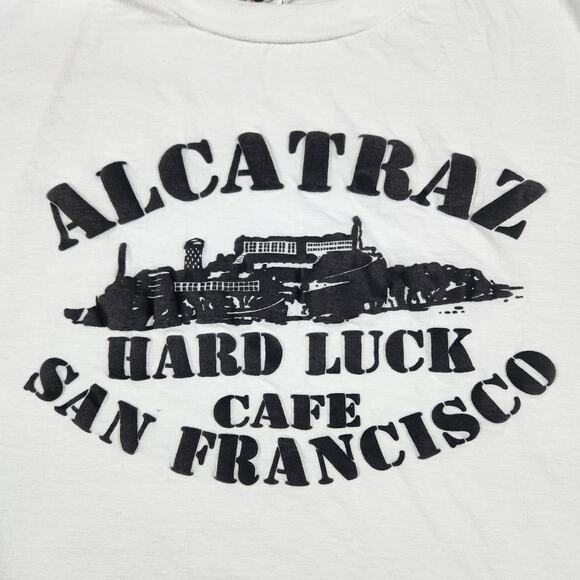 Vintage Alcatraz Shirt Adult Large Hard Luck Cafe San Francisco Puffy Paint - Picture 2 of 10